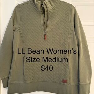 L.L. Bean Women's Olive Quilted Pullover
